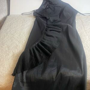 Forever 21 (Large) Black Exaggerated Ruffle One-Shoulder Y2K Party Dress